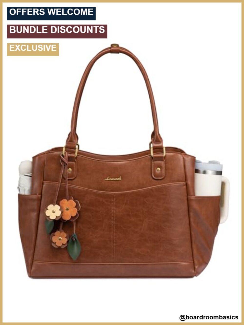 Vintage Leather Laptop Tote Bag for Women Work Teacher Messenger Purse